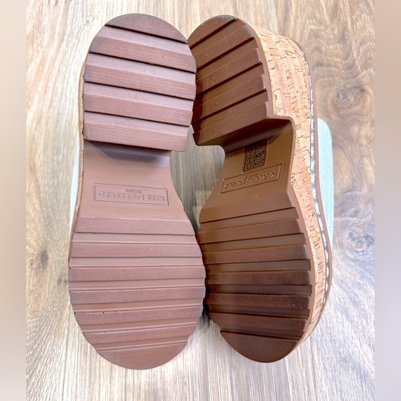 KARL LAGERFELD Women's Carita Iridescent Wedge Sandal Platform Size 7.5M - LNC - Picture 5 of 9